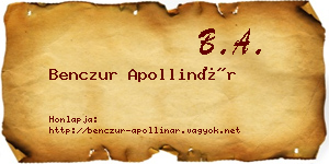 Benczur Apollinár névjegykártya